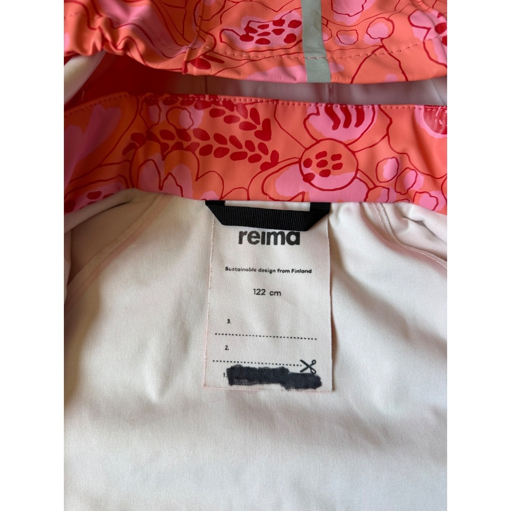Reima Girls Rain Jacket Coat Floral Hooded Reflective Pink Size 7 - Picture 3 of 8